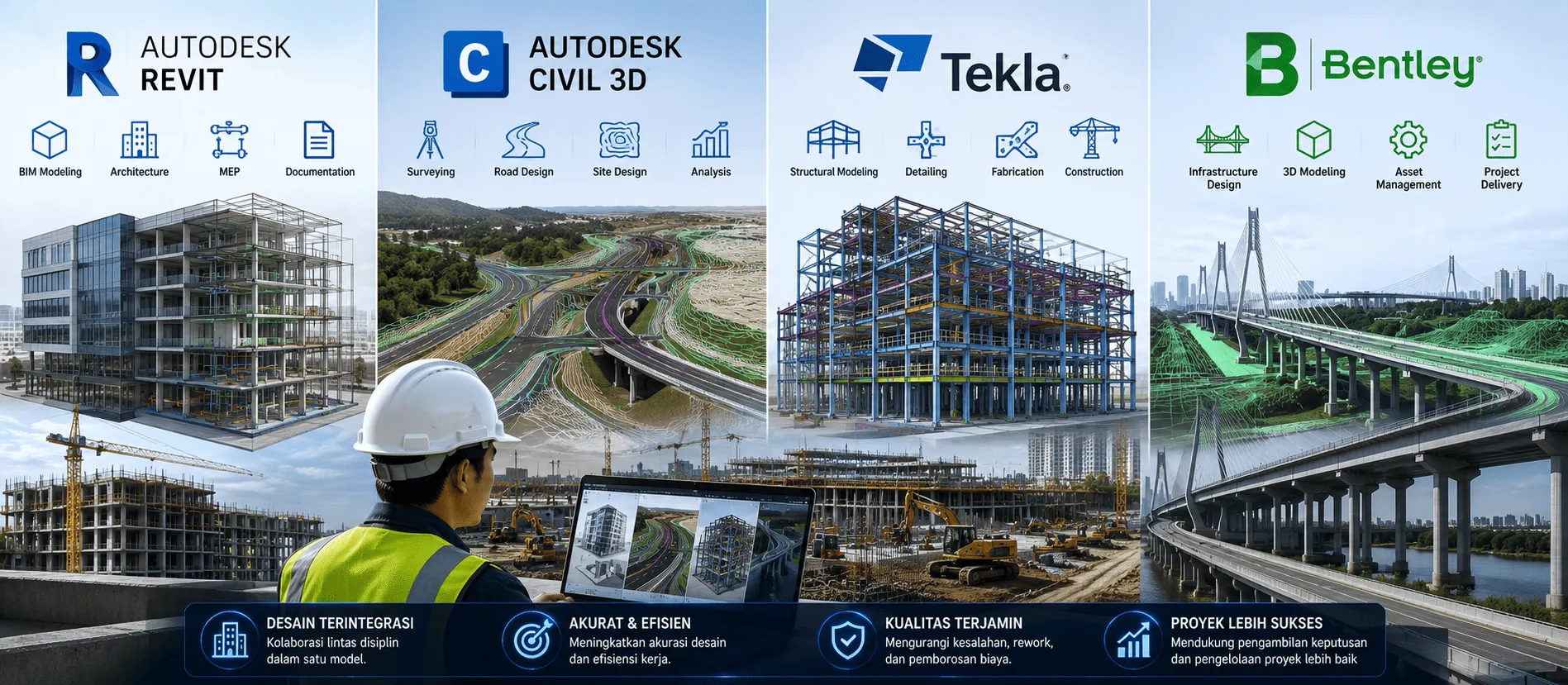 Mengenal Autodesk Revit, Civil 3D, Tekla, dan Bentley: Software Konstruksi yang Banyak Dipakai Proyek Besar