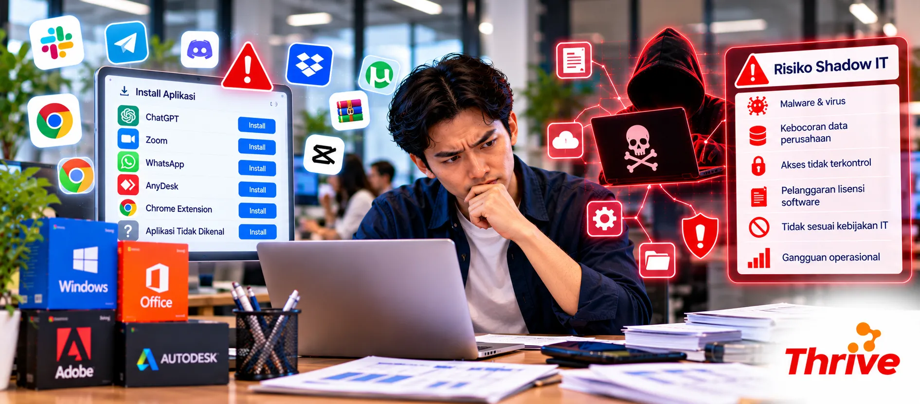 Karyawan Bebas Install Aplikasi di Laptop Kantor? Waspadai Risiko Shadow IT