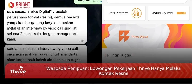 Waspada Penipuan! Lowongan Pekerjaan Thrive Hanya Melalui Kontak Resmi