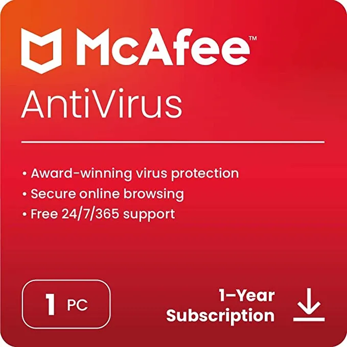 McAfee AntiVirus Protection 2023 | 1 PC | 1 Year Subscription